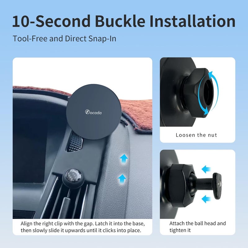Focada Car Phone Mount for Ford Focus MK3/MK3.5 (2012-2018) RS/SE/ST Passenger Side Specific,MagSafe Phone Holder 360°Rotation,Magnetic Dash Stand Compatible with MagSafe Phones Auto Interior Accessories - Image 2